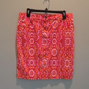 Jones New York Sport Pencil Skirt Stretch Multi-colored Patterned Size 8 Cotton